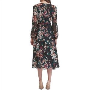 tommy hilfiger corsage print chiffon midi dress